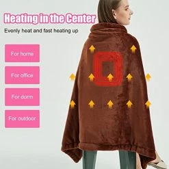 WOOLALA USB Heated Blanket Wrap, Luxury Flannel Wearable Heated Throw Blanket With Buttons Ultra Warm Heating Neck And Shoulders Shawl For Home Office & Outdoor Use, Machine Washable (31.5 * 55in) Gray -Electric Blankets Sales Store 41mmMy6SSIL