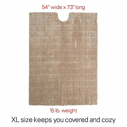 Sunbeam Extra Warm Weighted Blanket | 15 Pounds, Reversible Plush Velvet/Microfiber With Arm Slits And Neck Cutout, 54” X 73”, Mushroom 7 Sunbeam Extra Warm Weighted Blanket | 15 Pounds, Reversible Plush Velvet/Microfiber With Arm Slits And Neck Cutout, 54” X 73”, Mushroom - Image 5