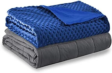 SNSH Weighted Blanket Queen Size With Cover Premium Glass Beads (60"x80" | 20 Lbs, Dark Grey + Navy Cover) 8 SNSH Weighted Blanket Queen Size With Cover Premium Glass Beads (60"x80" | 20 Lbs, Dark Grey + Navy Cover) - Image 6