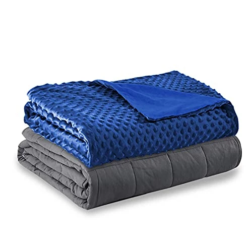 SNSH Weighted Blanket Queen Size With Cover Premium Glass Beads (60"x80" | 20 Lbs, Dark Grey + Navy Cover) 3 SNSH Weighted Blanket Queen Size With Cover Premium Glass Beads (60"x80" | 20 Lbs, Dark Grey + Navy Cover)