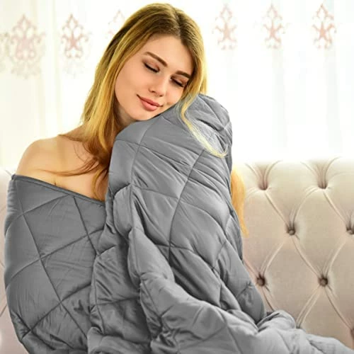 WONAP Bamboo Weighted Blanket | 100% Natural Bamboo Cooling With Premium Glass Beads | 15 Lbs | 60"x80" Queen Size | For Adult And Kids | Heavy Blanket | Folkstone Grey 17 WONAP Bamboo Weighted Blanket | 100% Natural Bamboo Cooling With Premium Glass Beads | 15 Lbs | 60"x80" Queen Size | For Adult And Kids | Heavy Blanket | Folkstone Grey - Image 15