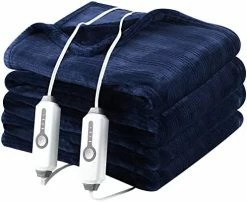 DUODUO Electric Heated Blanket Queen Size 84"x90" With Dual Controls, Reversible Cozy Silky Flannel Fabric With Ribs, Fast Heating With 4 Heating Levels 10 Hours Auto-Off For Bedding-Dark Blue 23 DUODUO Electric Heated Blanket Queen Size 84"x90" With Dual Controls, Reversible Cozy Silky Flannel Fabric With Ribs, Fast Heating With 4 Heating Levels 10 Hours Auto-Off For Bedding-Dark Blue -Electric Blankets Sales Store 41oHWoLW8zL. AC