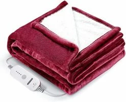 CURECURE Heated Blanket, Electric Throws Lightweight Soft Double-Layer Warming Flannel Plush Blanket, 4 Heat Settings, Fast Heating, 6H Auto-Off, 50" X 60" Pink, Travel Home Office Use, Machine Washable -Electric Blankets Sales Store 41p2CiKNWsL. AC 1