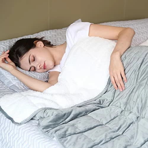 Syrinx Weighted Blanket Queen Size 15 Pounds For Adults 60"x80" With Warm Sherpa & Minky Fabric (Dark Grey,Comfortable Touch) Grey/white 3 Syrinx Weighted Blanket Queen Size 15 Pounds For Adults 60"x80" With Warm Sherpa & Minky Fabric (Dark Grey,Comfortable Touch) Grey/white