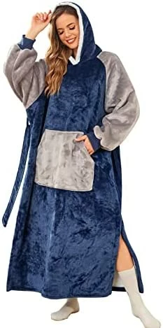 Jezero Wearable Blanket Hoodie, Sherpa Fleece Blanket Sweatshirt For Women Men Adults With Hood, Belt, Pocket & Sleeves Teal 7 Jezero Wearable Blanket Hoodie, Sherpa Fleece Blanket Sweatshirt For Women Men Adults With Hood, Belt, Pocket & Sleeves Teal - Image 6