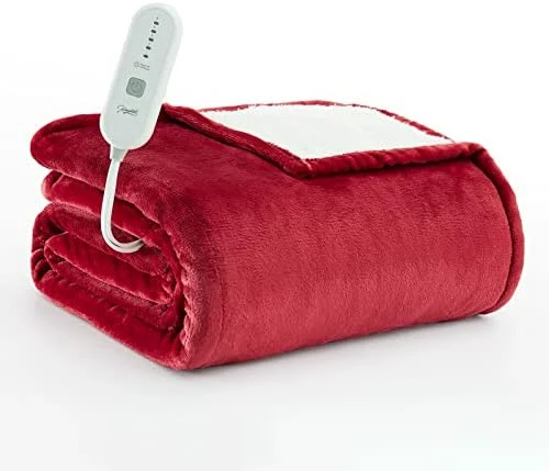 Homemate Heated Blanket Electric Throw - 50"x60" Heating Blanket Throw 4 Hours Auto-Off 5 Heat Levels Heat Blanket Over-Heat Protection Flannel Sherpa Heater Blanket Electric ETL Certification Red 11 Homemate Heated Blanket Electric Throw - 50"x60" Heating Blanket Throw 4 Hours Auto-Off 5 Heat Levels Heat Blanket Over-Heat Protection Flannel Sherpa Heater Blanket Electric ETL Certification Red - Image 9