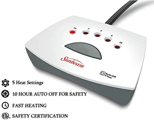 Sunbeam Heated Electric Warming Blanket Quilted Fleece Queen Seashell 5 Sunbeam Heated Electric Warming Blanket Quilted Fleece Queen Seashell - Image 3