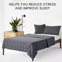 ZonLi Weighted Blanket (60''x80'', 25lbs, Queen Size, Dark Grey), Cooling Weighted Blanket For Adults And Kids, High Breathability Heavy Blanket, Soft Material With Premium Glass Beads
