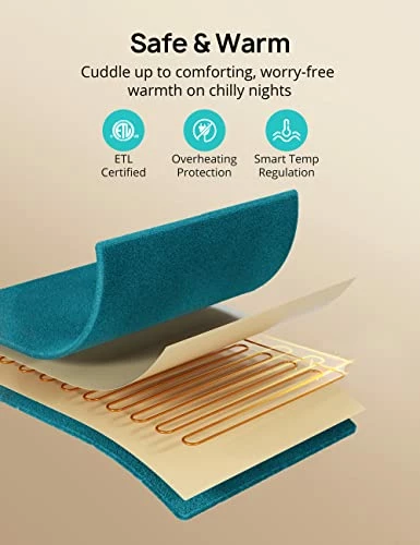 Evajoy Electric Heated Blanket Full Twin Size Heated Throw Blanket 72" X 84" Soft Flannel Fast Heating Blanket With 10 Heating Levels 1-12 Hours Timer Auto-Off Overheating Protection Machine Washable Navy Blue 5 Evajoy Electric Heated Blanket Full Twin Size Heated Throw Blanket 72" X 84" Soft Flannel Fast Heating Blanket With 10 Heating Levels 1-12 Hours Timer Auto-Off Overheating Protection Machine Washable Navy Blue - Image 3