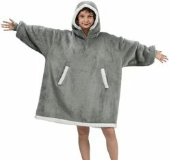 HBlife Oversized Long Wearable Blanket Hoodie For Adult, Thick Sherpa Sweatshirt With Elastic Sleeves And Giant Pockets Super Warm And Cozy Fuzzy Plush Fleece Blanket Jacket, Pink -Electric Blankets Sales Store 41rFuv3a VL. AC