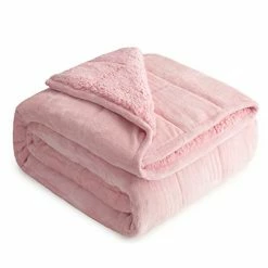 Pawque Sherpa Fleece Weighted Blanket 15lbs Queen Size 60 X 80 Inches, Fuzzy Plush Weighted Blanket For Adults, Warm Cozy Fluffy Blanket With Premium Ceramic Beads, Great For Relax & Calming, Dual Side Pink