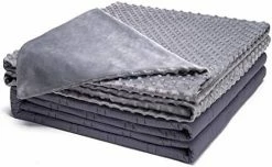 KPBLIS Weighted Blanket 20 Lbs 60" X 80" For 180-220 Lbs, 100% Cotton Fabric Full Size Blankets 2.0 For Adult, Dark Gray Smaller Pockets Blanket + Grey Plush Cover -Electric Blankets Sales Store 41sOlSB1n L. AC