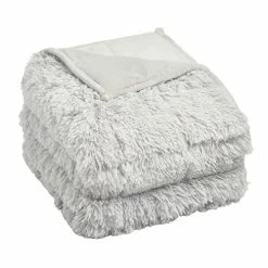 Sienna Fluffy Fleece Weighted Blanket Throw - Silver, 49" X 71" - 6kg