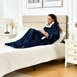 Sioloc Wearable Blanket Hoodie For Women/Kids/Men, Oversized & Cozy Sherpa Lined Hoodie Sweatshirt Blanket Grey -Electric Blankets Sales Store 41tAhE04CFL