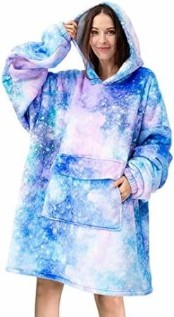 Mewkou Glow In The Dark Wearable Blanket Hoodie For Adult Women Men,Oversized Sherpa Sweatshirt Wearable Blanket With Giant Pocket,Super Warm Soft Flannel Hooded Blanket,Luminous Moon And Stars -Electric Blankets Sales Store 41tMPMSXHeL. AC