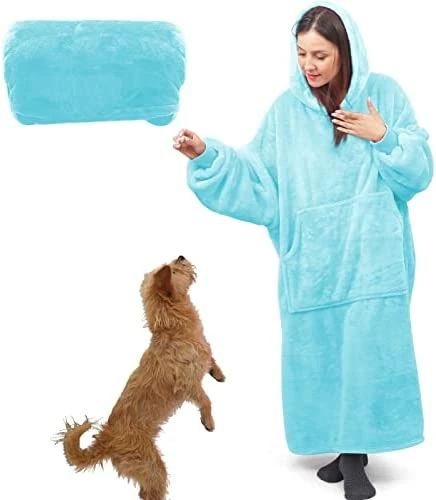 Lengthened Oversized Blanket Hoodie Wearable Blanket Sweatshirt For Women Men-Hoodie Blanket Hooded Blanket With Giant Pocket Black 12 Lengthened Oversized Blanket Hoodie Wearable Blanket Sweatshirt For Women Men-Hoodie Blanket Hooded Blanket With Giant Pocket Black - Image 10