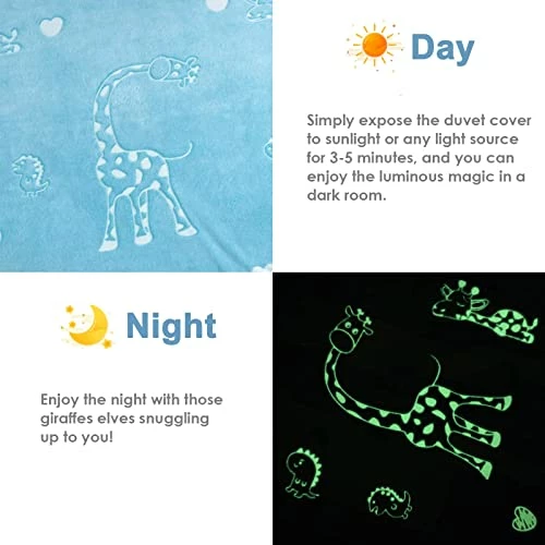 Kid Weighted Blanket Cover, Removable Duvet Cover 36" X 48" Glow In The Dark, Hallo Bunny Heavy Blanket Duvet Cover With 8 Internal Ties For Secure Attachment, Machine Washable - Blue Grey Stars 5 Kid Weighted Blanket Cover, Removable Duvet Cover 36" X 48" Glow In The Dark, Hallo Bunny Heavy Blanket Duvet Cover With 8 Internal Ties For Secure Attachment, Machine Washable - Blue Grey Stars - Image 3