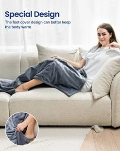 IDOO Foot Pocket Electric Heating Blanket, 50" X 60" Flannel Heated Blanket Throw With Auto Off Timer, Fast Heating, ETL Certification, Overheating Protection For Home Office Brown -Electric Blankets Sales Store 41vHMTIYntL