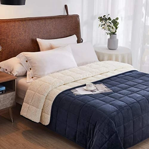 HomeSmart Products HomeSmart Weighted Throw Blanket For Adults & Kids (Light Grey & White 7lbs 48x60) | Duel Sided - Super Soft Fleece & Cozy Plush Sherpa Fabric On Opposite Side 6 HomeSmart Products HomeSmart Weighted Throw Blanket For Adults & Kids (Light Grey & White 7lbs 48x60) | Duel Sided - Super Soft Fleece & Cozy Plush Sherpa Fabric On Opposite Side - Image 4