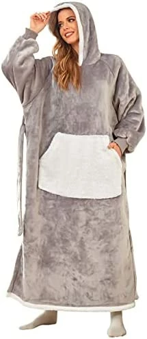 Jezero Wearable Blanket Hoodie, Sherpa Fleece Blanket Sweatshirt For Women Men Adults With Hood, Belt, Pocket & Sleeves Teal 6 Jezero Wearable Blanket Hoodie, Sherpa Fleece Blanket Sweatshirt For Women Men Adults With Hood, Belt, Pocket & Sleeves Teal - Image 5