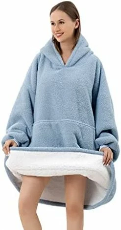 FestiCorp Oversized Cozy Blanket Hoodie For Men And Women - Soft And Warm Sherpa Wearable Sweatshirt Blankets, Double Layer Blanket Sweater With Giant Sleeves, Hood And Pocket For Gifts, Dark Gray -Electric Blankets Sales Store 41vhY4JKbHL. AC