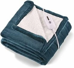 CURECURE Electric Blanket Heated Throw Flannel & Sherpa Fast Heating Blanket Twin Size 62"x 84" For Full Body With 4 Heating Levels & 10 Hours Auto-Off Timing Settings, Home Use & Machine Malachite Green -Electric Blankets Sales Store 41vt oxhmoL. AC