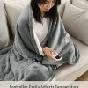CURECURE Electric Heated Blanket 50" X 60" Soft Heated Throw For Couch, Flannel & Sherpa Reversible, Fast Heating With 6 Temperature Levels & 8hrs Auto Off, Machine Washable And ETL Certification Blue -Electric Blankets Sales Store 41vxRqQWTxL