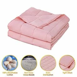 Alomidds Weighted Blanket Heavy Blanket Premium Cotton Material With Glass Beads (48"x72" 15LBS, Pink) -Electric Blankets Sales Store 41wrtXA236L