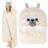 Happy Fuel Llama Alpaca Wearable Hooded Blanket For Adults - Fluffy Super Soft Shaggy Faux Fur, Fuzzy Warm Cozy Plush Furry Fleece & Sherpa Hoodie Throw Cloak Wrap - Llama Gifts For Women Adults And Kids