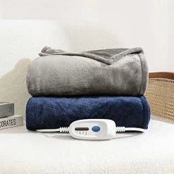 Coomiss Twin Size Heated Blanket Electric Throw 62" X 84" Oversize Flannel Fast Heating Blanket ETL Certification With 4 Heating Levels & 10 Hours Auto Off Machine Washable Grey -Electric Blankets Sales Store 41y6SiM98dL