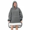FestiCorp Oversized Cozy Blanket Hoodie For Men And Women - Soft And Warm Sherpa Wearable Sweatshirt Blankets, Double Layer Blanket Sweater With Giant Sleeves, Hood And Pocket For Gifts, Dark Gray -Electric Blankets Sales Store 41yOLFq5u5L