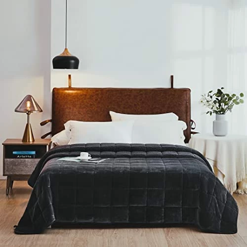 HomeSmart Products HomeSmart Weighted Throw Blanket For Adults & Kids (Light Grey & White 7lbs 48x60) | Duel Sided - Super Soft Fleece & Cozy Plush Sherpa Fabric On Opposite Side 9 HomeSmart Products HomeSmart Weighted Throw Blanket For Adults & Kids (Light Grey & White 7lbs 48x60) | Duel Sided - Super Soft Fleece & Cozy Plush Sherpa Fabric On Opposite Side - Image 7