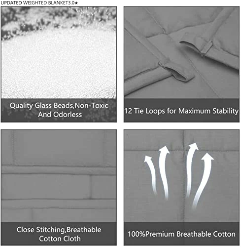 Sunolga Weighted Blanket King Size Oeko-Tex Certified (20 Lbs, 88 X 104 Inch) 100% Cotton Material With Premium Glass Beads Perfect For Couples Use On Queen/King Bed 5 Sunolga Weighted Blanket King Size Oeko-Tex Certified (20 Lbs, 88 X 104 Inch) 100% Cotton Material With Premium Glass Beads Perfect For Couples Use On Queen/King Bed - Image 3