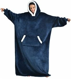 Sioloc Wearable Blanket Hoodie For Women/Kids/Men, Oversized & Cozy Sherpa Lined Hoodie Sweatshirt Blanket Grey