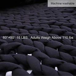 FindPanda Handmade Chunky Knit Weighted Blanket Throw, Cooling Weighted Blanket Queen Size 15 Pounds, Breathable And Comfortable Knit Weighted Blankets For Home Décor（Black, 60"×80" 15 Lbs） -Electric Blankets Sales Store 41zb7MHqtoL