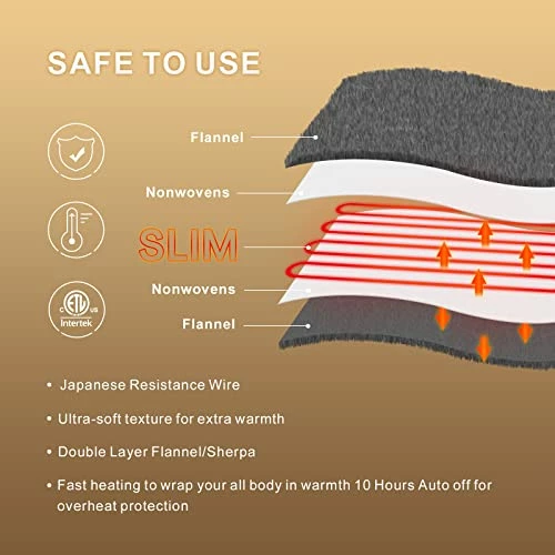 BESTCHIC Electric Heated Blanket Queen Size 84" X 90", Fast Heating Blanket 100% Polyester Soft Flannel, 4 Heating Levels 10 Hours Auto-Off, ETL Certified Dual Controllers, Machine Washable (Grey) Grey White Plaid 5 BESTCHIC Electric Heated Blanket Queen Size 84" X 90", Fast Heating Blanket 100% Polyester Soft Flannel, 4 Heating Levels 10 Hours Auto-Off, ETL Certified Dual Controllers, Machine Washable (Grey) Grey White Plaid - Image 3