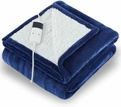 CYMULA Heated Blanket, Electric Throw Blanket, Heating Blanket Throw Size, Electric Blanket With 10 Heating Levels & 8 Hours Auto Off, Machine Washable, ETL Certified, Dark Grey 50"x60" Navy -Electric Blankets Sales Store 41zwkVaJHXL. AC 1