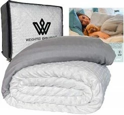 WEIGHTED EVOLUTION Weighted Blanket King Size 25 Pounds- With Removable Bamboo Minky Fleece Duvet Cover - 80x87- 100% Oeko TEX- Queen/King Size- Heavy Blanket For Adults- Gray Navy Blue Minky/grey Bamboo -Electric Blankets Sales Store 51 R1Q75fYL. AC 1