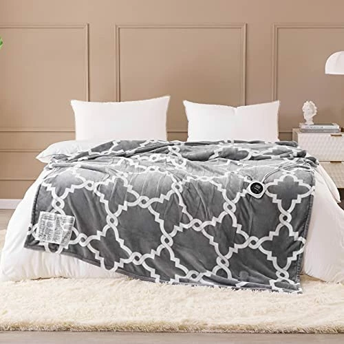 VENTIMI Electric Blanket Twin Size 62"x84", Soft Flannel Heated Blanket With 10 Heating Levels & 1-12 Hours Auto Off Fast Heating Blanket, ETL Certificated, Grey 8 VENTIMI Electric Blanket Twin Size 62"x84", Soft Flannel Heated Blanket With 10 Heating Levels & 1-12 Hours Auto Off Fast Heating Blanket, ETL Certificated, Grey - Image 6
