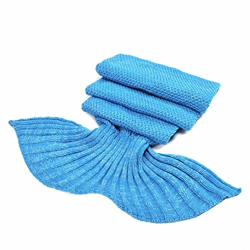 LAGHCAT Mermaid Tail Blanket Crochet Mermaid Blanket For Adult, Soft All Seasons Sleeping Blankets, Classic Pattern (71"x35.5", Blue) 4 LAGHCAT Mermaid Tail Blanket Crochet Mermaid Blanket For Adult, Soft All Seasons Sleeping Blankets, Classic Pattern (71"x35.5", Blue) - Image 2