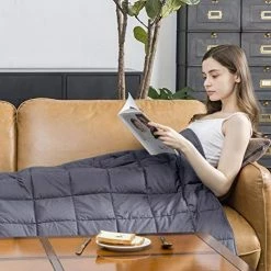 Puredown® Luxury Weighted Blanket Breathable Cotton Cover With Glass Beads Heavy Blanket 41"x 60" 10lbs Grey -Electric Blankets Sales Store 5106b7cd59L