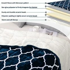 Weighted Blanket 15 Lbs, Sted Weighted Blanket Queen Size, Sherpa Fleece Weighted Blanket For Adult, Dual Sided Soft Heavy Blanket With Premium Glass Beads, Machine Washable, Navy Blue 60"×80" 15 Lbs -Electric Blankets Sales Store 5109Itx6zHL 1