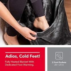 Vremi Electric Blanket With Dedicated Foot Warming Pockets - 50” X 60” Flannel Fleece Throw Heated Blanket With 6 Heat Levels, 8 Time Modes, Backlit Remote, And Overheat Protection -Electric Blankets Sales Store 510Hf0pIb0L