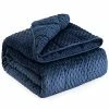 Sted Minky Dot Weighted Blanket 15 Lbs For Adult, Sherpa Breathable Fuzzy Ultra-Soft Fluffy Weighted Blanket For Sleep,Individual Use, Navy Blue 60"×80" 15 Lbs
