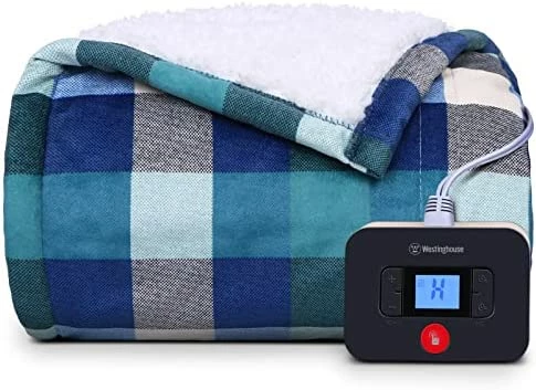 Westinghouse Electric Blanket Heated Blanket, Plaid Sherpa Heating Blanket, 10 Heating Levels & 1 To 12 Hours Heating Time Settings, Green Plaid, 62"x84" Twin Size 9 Westinghouse Electric Blanket Heated Blanket, Plaid Sherpa Heating Blanket, 10 Heating Levels & 1 To 12 Hours Heating Time Settings, Green Plaid, 62"x84" Twin Size - Image 7