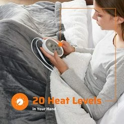 Degrees Of Comfort Sherpa Soft Dual Control Electric Blanket King Size, Heating Blankets | Washable | 1-10 Hour Automatic Shut Off | Double Zone, 20 Heat Settings | 100" X 90" Grey -Electric Blankets Sales Store 510tOzcQSLL