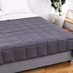 OYOWUOT Weighted Blanket For Adults (20 Lbs, 60"x80", Queen Size Bed) 100% Cooling Comfortable Cotton Heavy Blanket With Premium Glass Beads For Calming | Grey -Electric Blankets Sales Store 5110Y3h7LBL