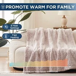 Westinghouse Electric Blanket Throw Size, Soft Plush Sherpa Heated Blanket With 6 Heating Levels & 2-10 Hours Auto-Off, Machine Washable, 50x60 Inches, Rust -Electric Blankets Sales Store 511EJN6qyUL