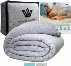 WEIGHTED EVOLUTION Weighted Blanket King Size 25 Pounds- With Removable Bamboo Minky Fleece Duvet Cover - 80x87- 100% Oeko TEX- Queen/King Size- Heavy Blanket For Adults- Gray Navy Blue Minky/grey Bamboo -Electric Blankets Sales Store 511O42HBnaL. AC