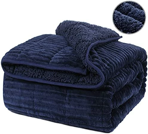 Sherpa Fleece Weighted Blanket For Adult 48x72 Inches, Netoolen 15lbs Heavy Thick Soft Cozy Fuzzy Striped Flannel Reversible Throw Blanket For Bed Couch Sofa, Grey (48x72in,15 Pounds) 15 Sherpa Fleece Weighted Blanket For Adult 48x72 Inches, Netoolen 15lbs Heavy Thick Soft Cozy Fuzzy Striped Flannel Reversible Throw Blanket For Bed Couch Sofa, Grey (48x72in,15 Pounds) - Image 13